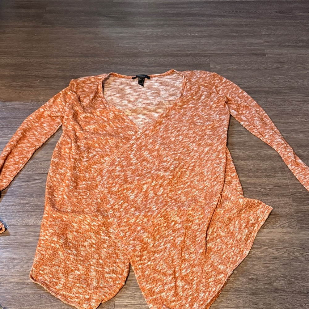 Forever 21 Orange Marled Cardigan